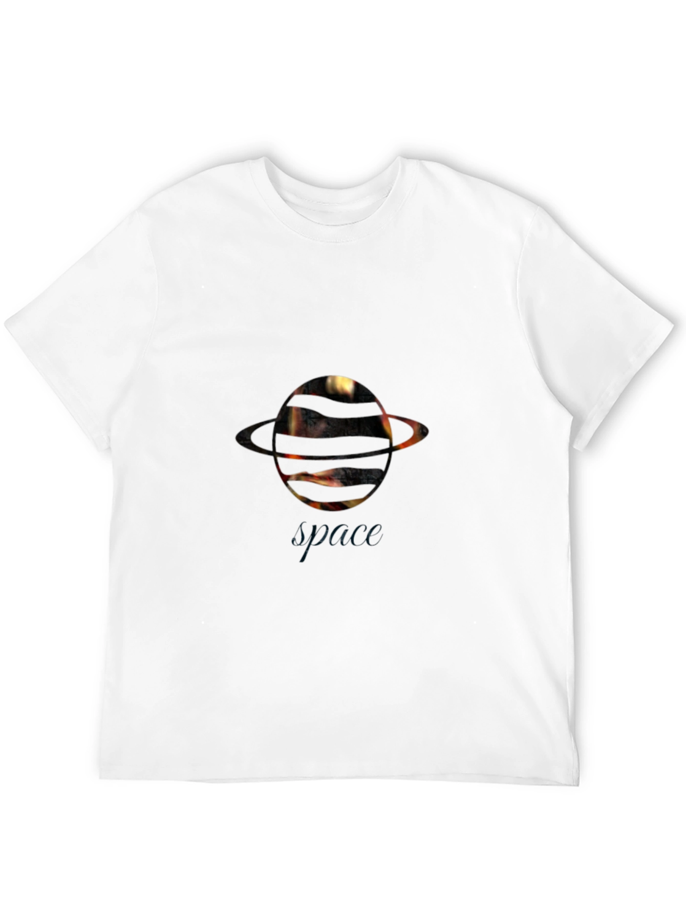 Space Saturn Graphic Black T-Shirt