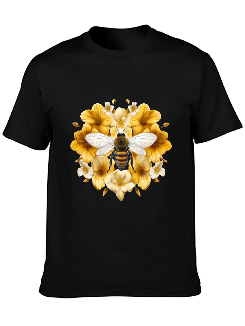 Bee & Floral Black T-Shirt
