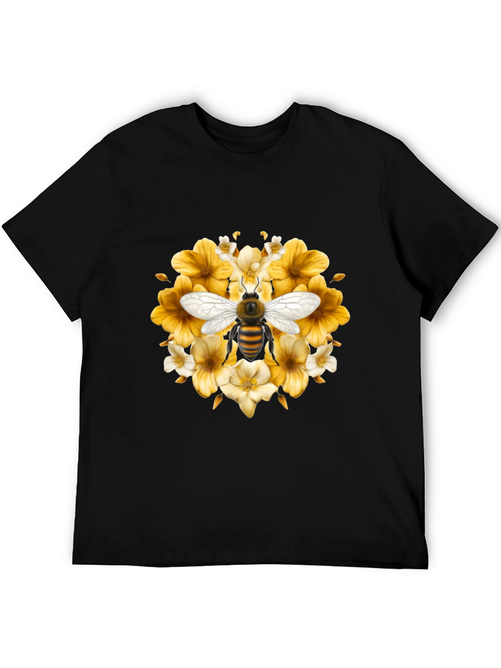 Bee & Floral Black T-Shirt