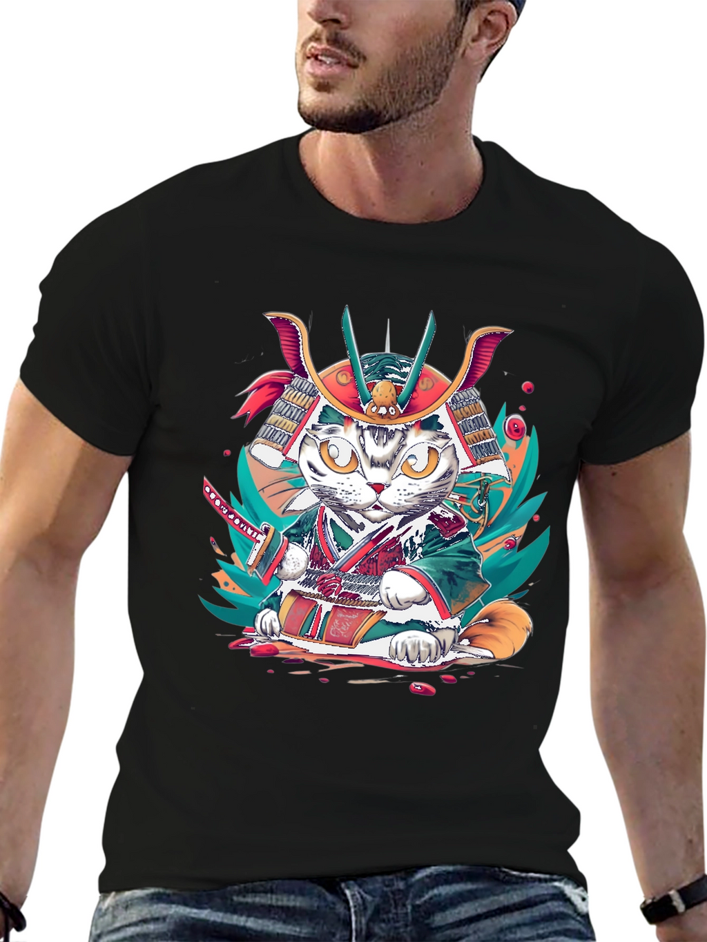 Samurai Cat T-Shirt: Unique Graphic Tee