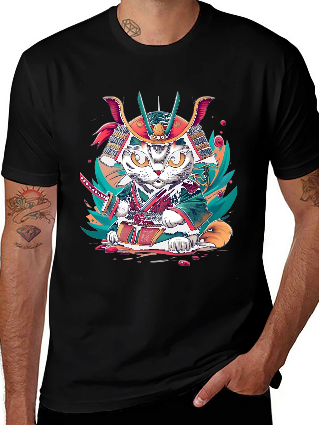 Samurai Cat T-Shirt: Unique Graphic Tee