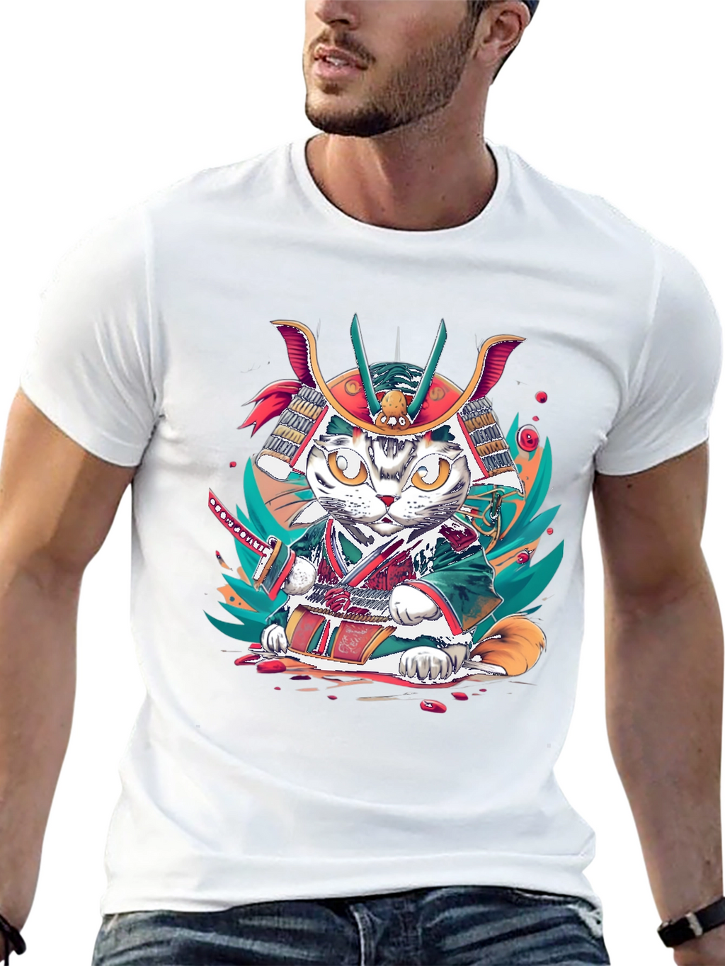 Samurai Cat T-Shirt: Unique Graphic Tee