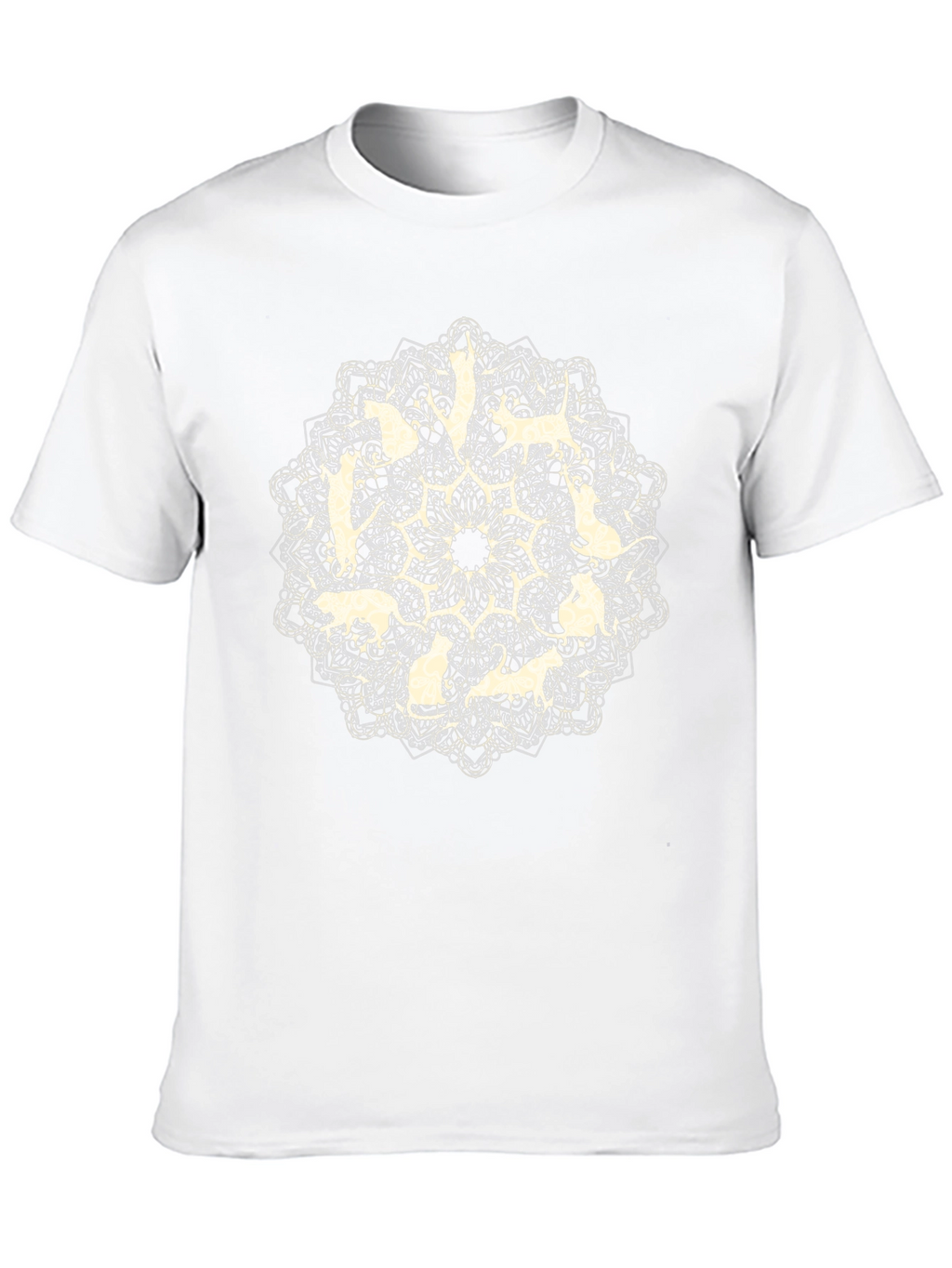 Cat Mandala Graphic Tee - Black Cotton T-Shirt