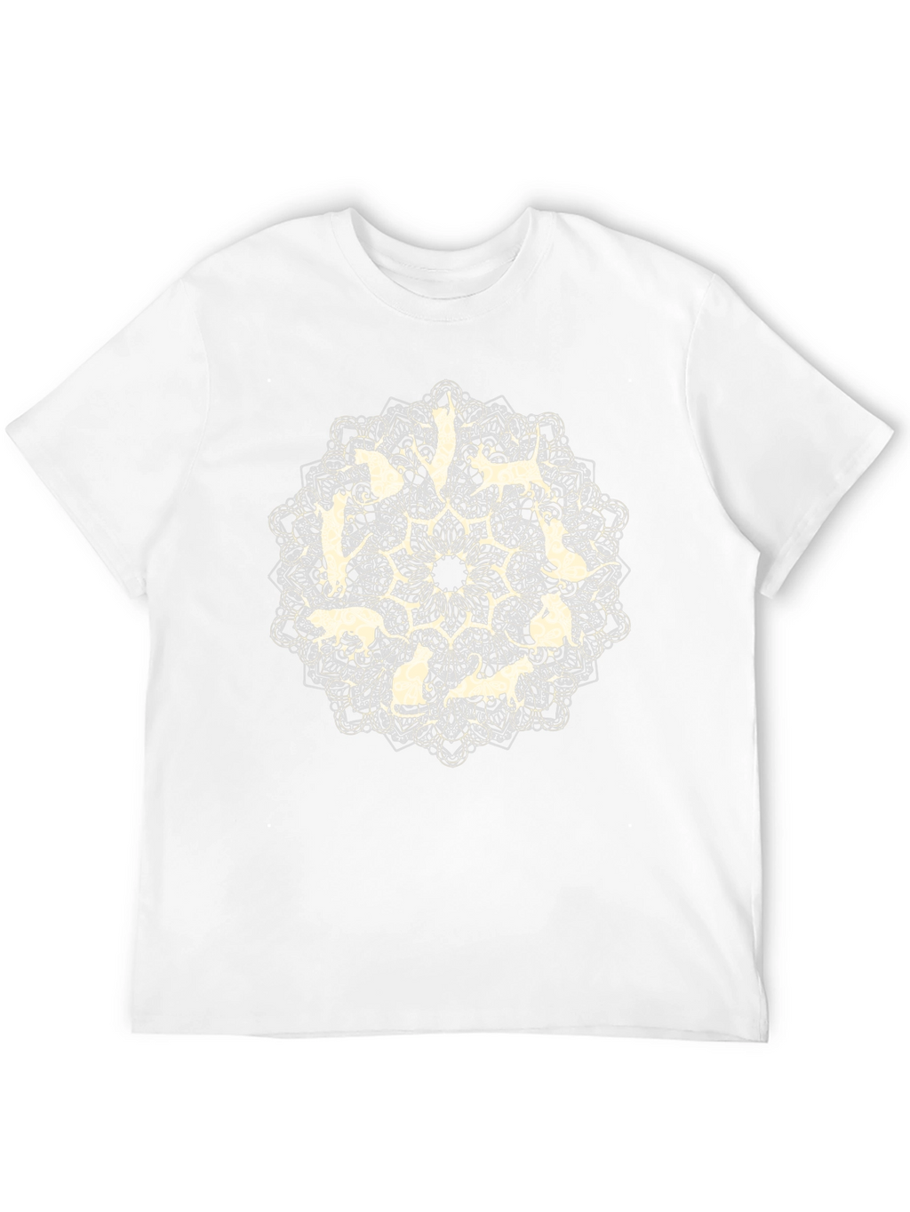 Cat Mandala Graphic Tee - Black Cotton T-Shirt