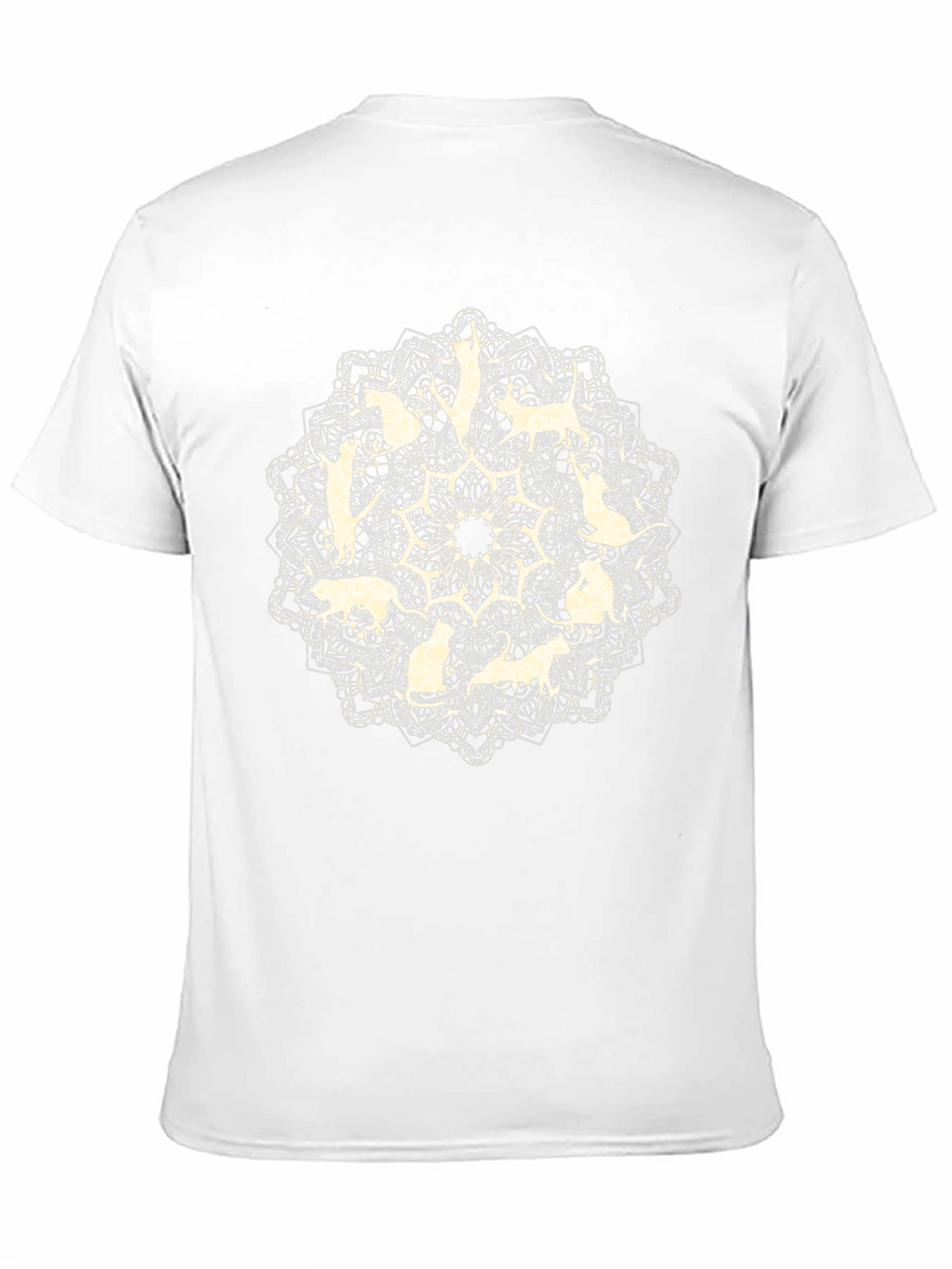 Cat Mandala Graphic Tee - Black Cotton T-Shirt