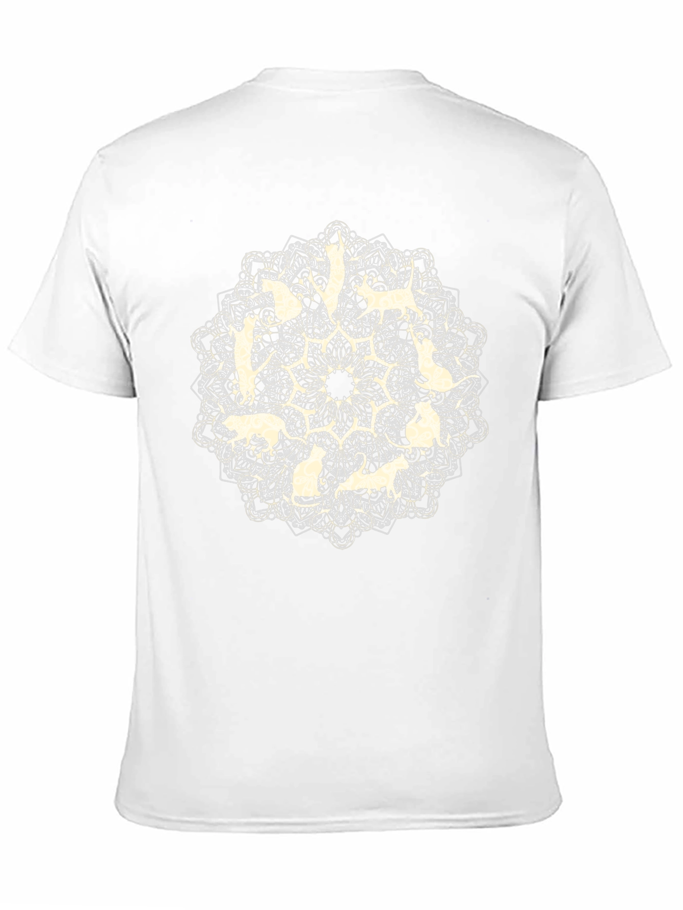 Cat Mandala Graphic Tee - Black Cotton T-Shirt