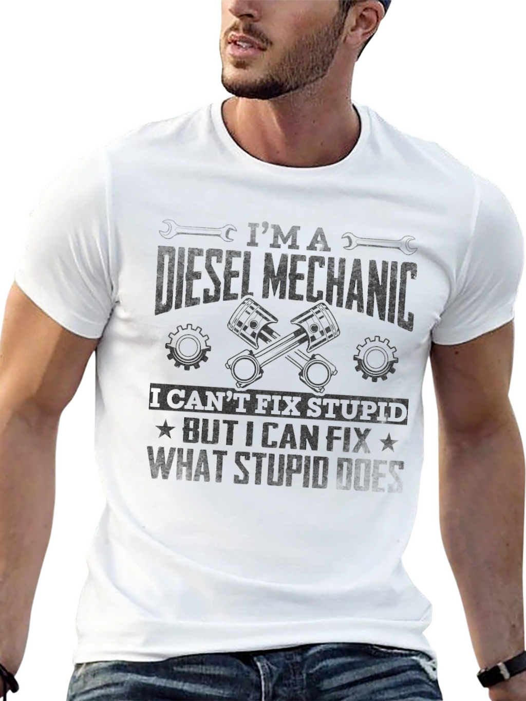 Diesel Mechanic T-Shirt - Fix What Stupid Does