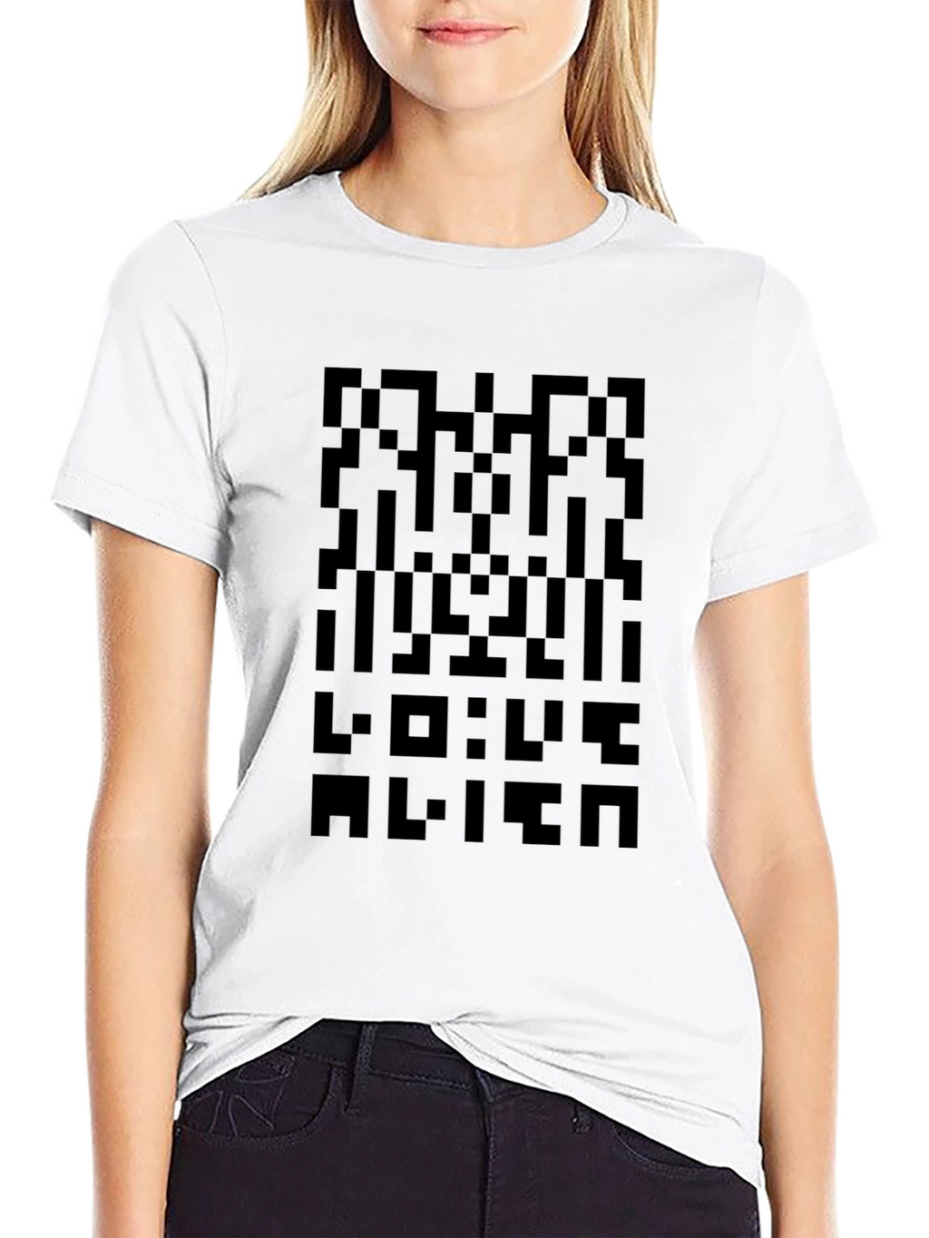 Pixelated Alien T-Shirt - Retro Sci-Fi Style