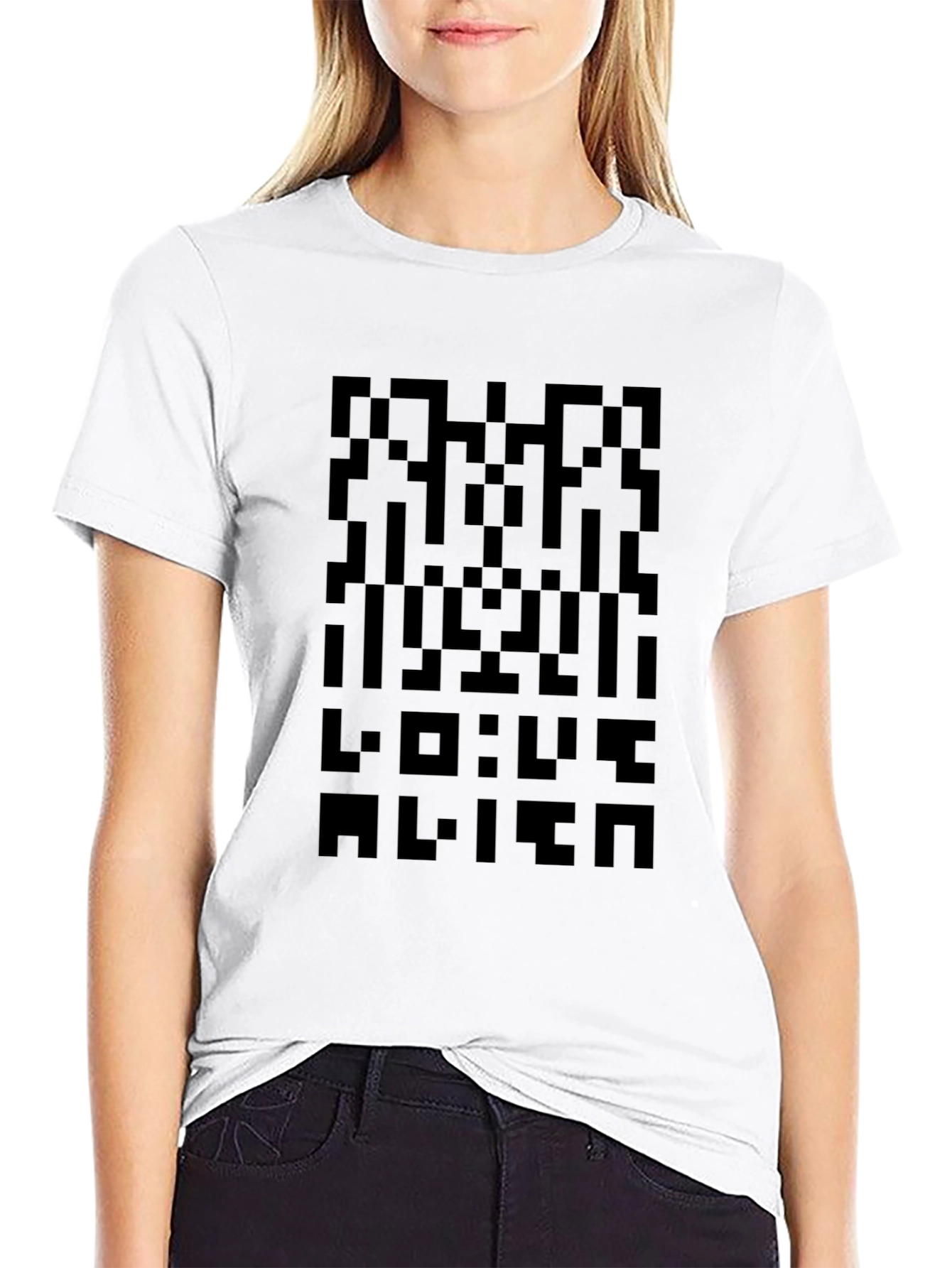 Pixelated Alien T-Shirt - Retro Sci-Fi Style