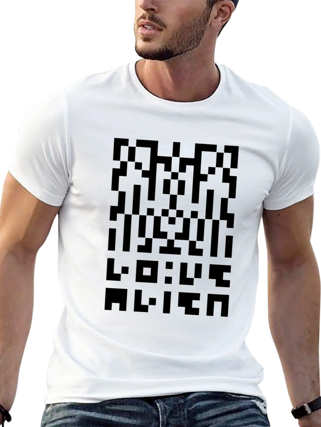 Pixelated Alien T-Shirt - Retro Sci-Fi Style
