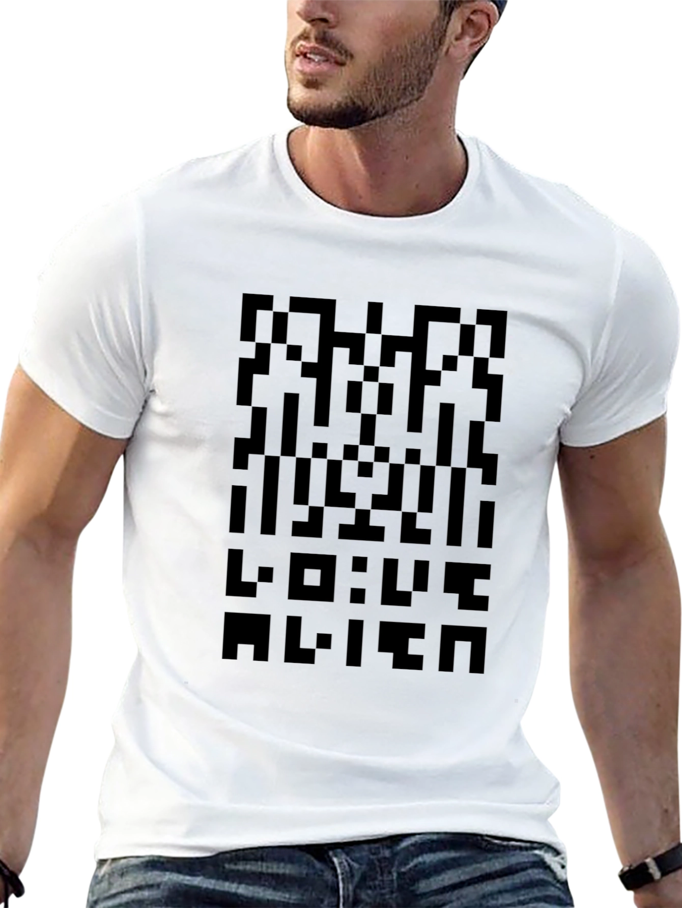 Pixelated Alien T-Shirt - Retro Sci-Fi Style