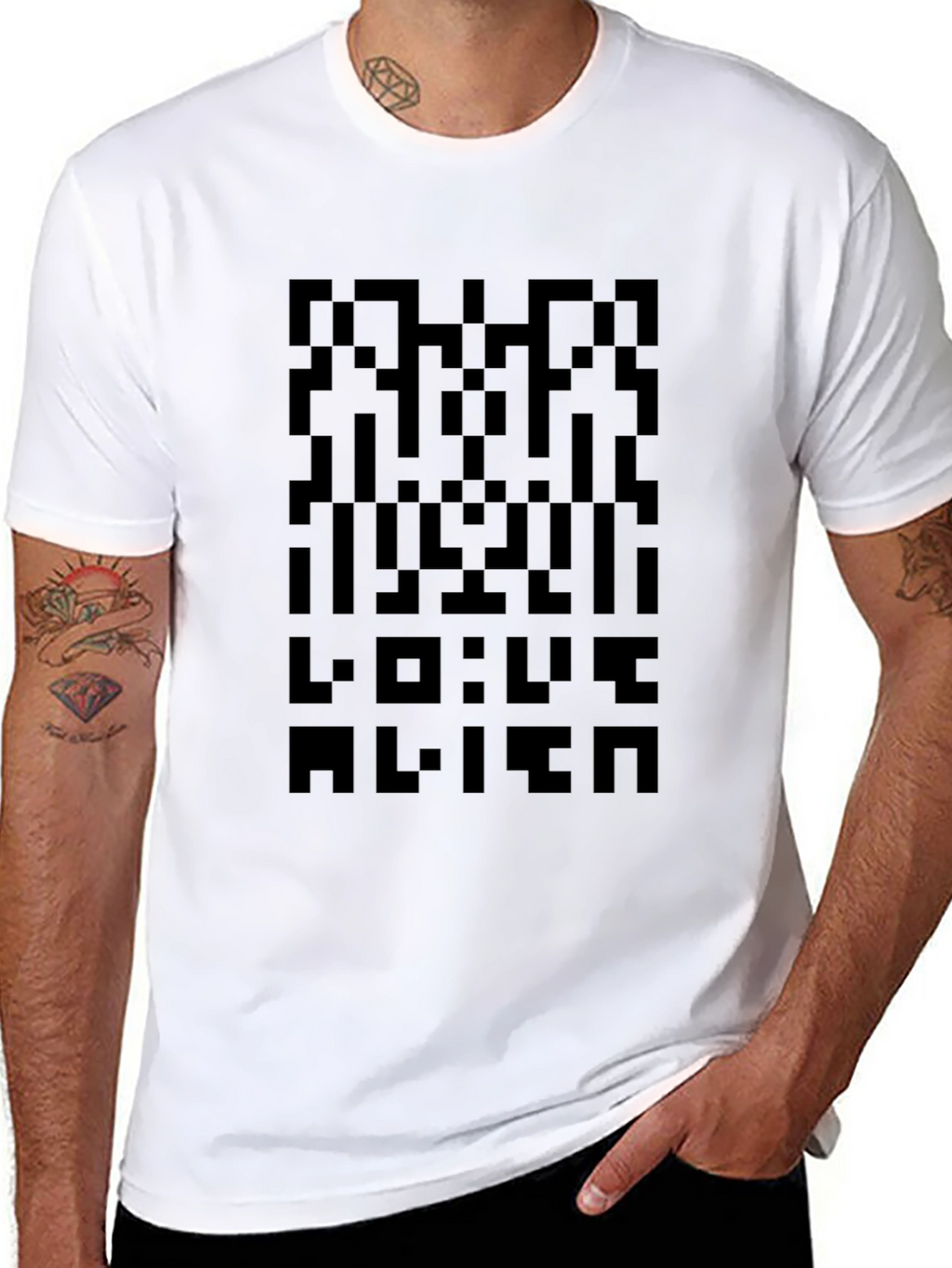 Pixelated Alien T-Shirt - Retro Sci-Fi Style