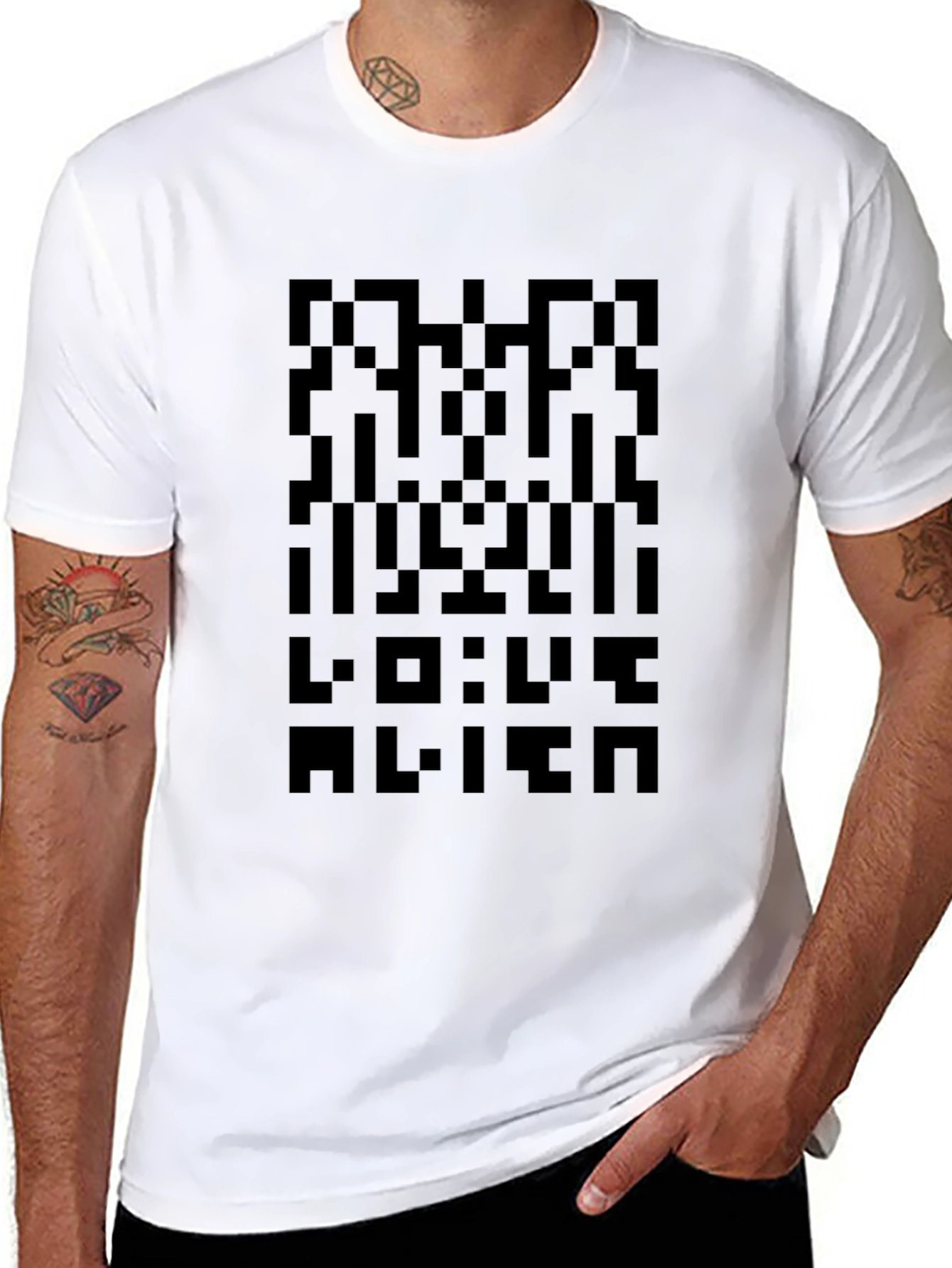 Pixelated Alien T-Shirt - Retro Sci-Fi Style