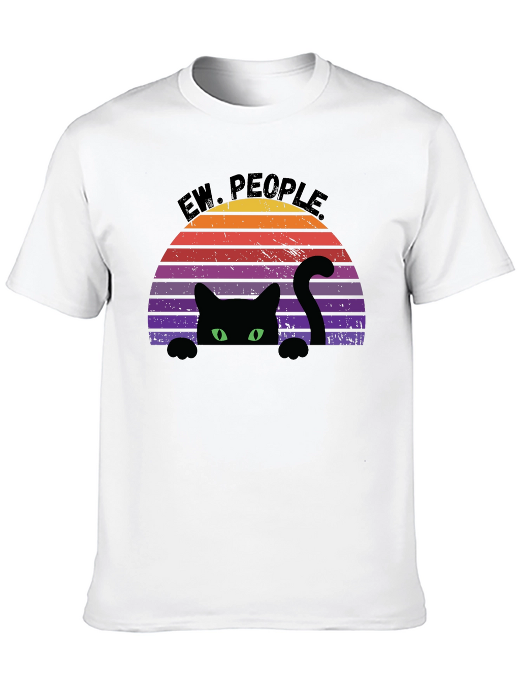 Ew People Black Cat Retro Graphic Tee