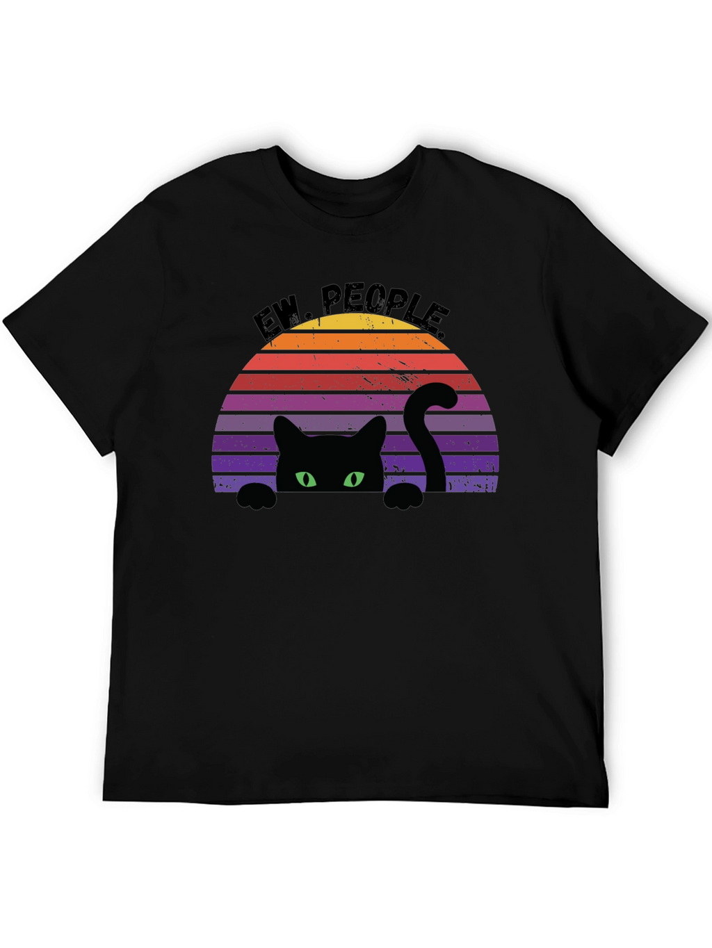 Ew People Black Cat Retro Graphic Tee