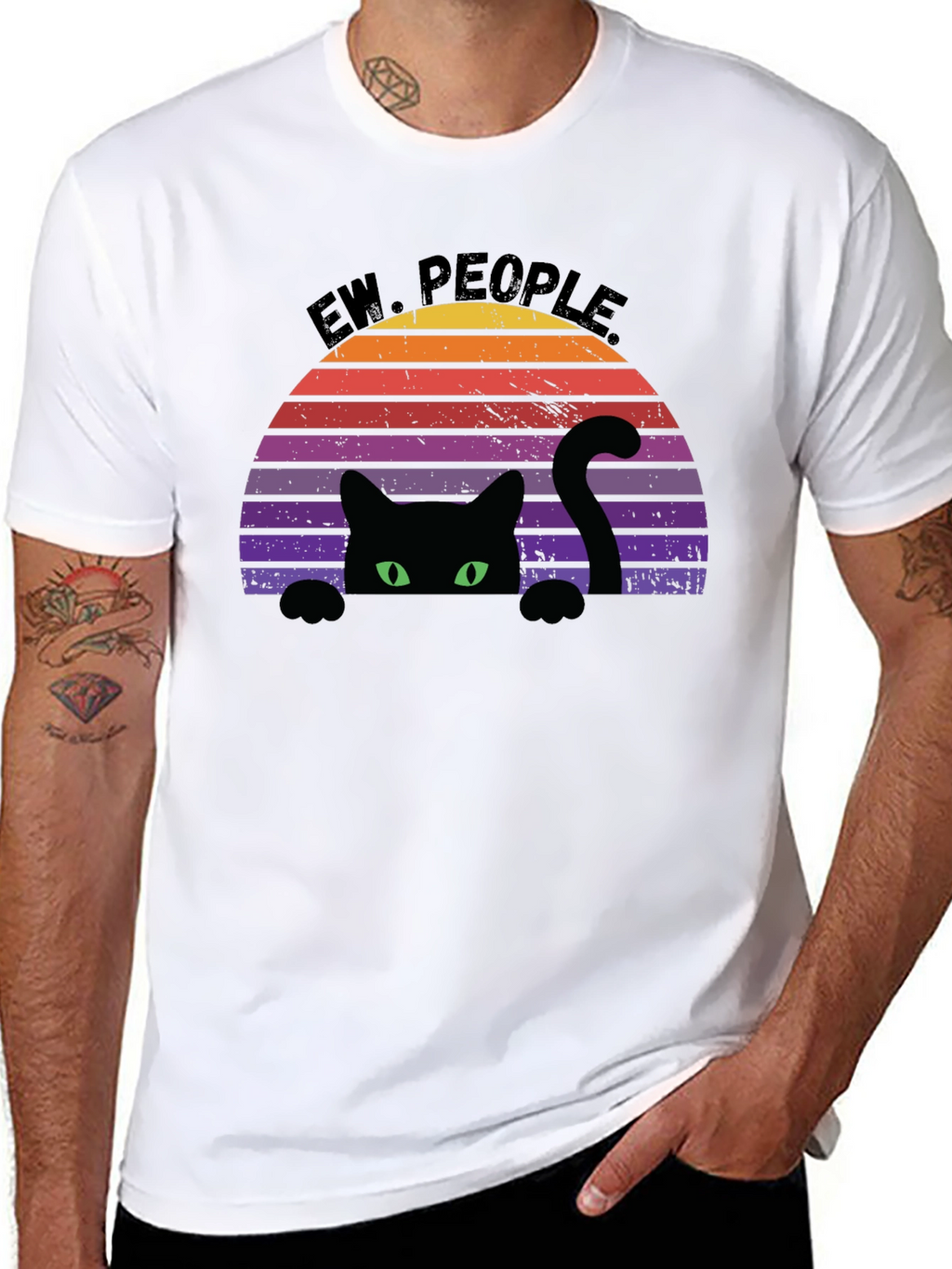 Ew People Black Cat Retro Graphic Tee