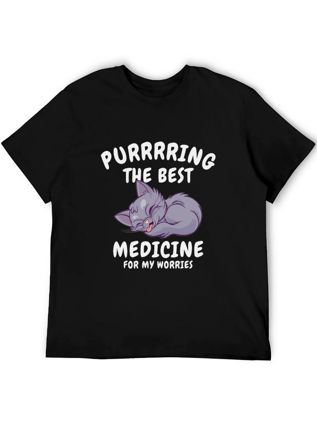 Purrring Medicine Black Graphic T-Shirt