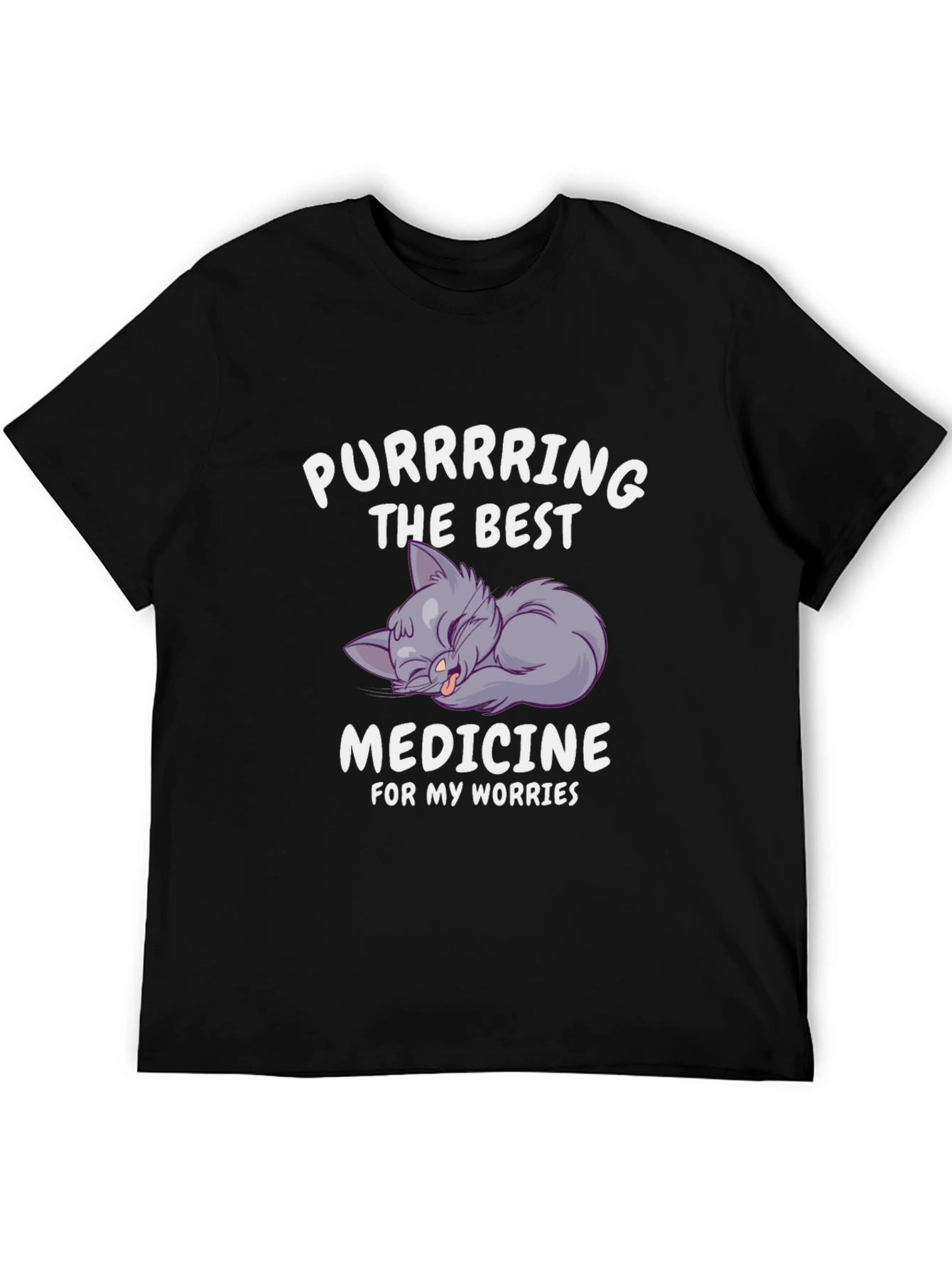 Purrring Medicine Black Graphic T-Shirt