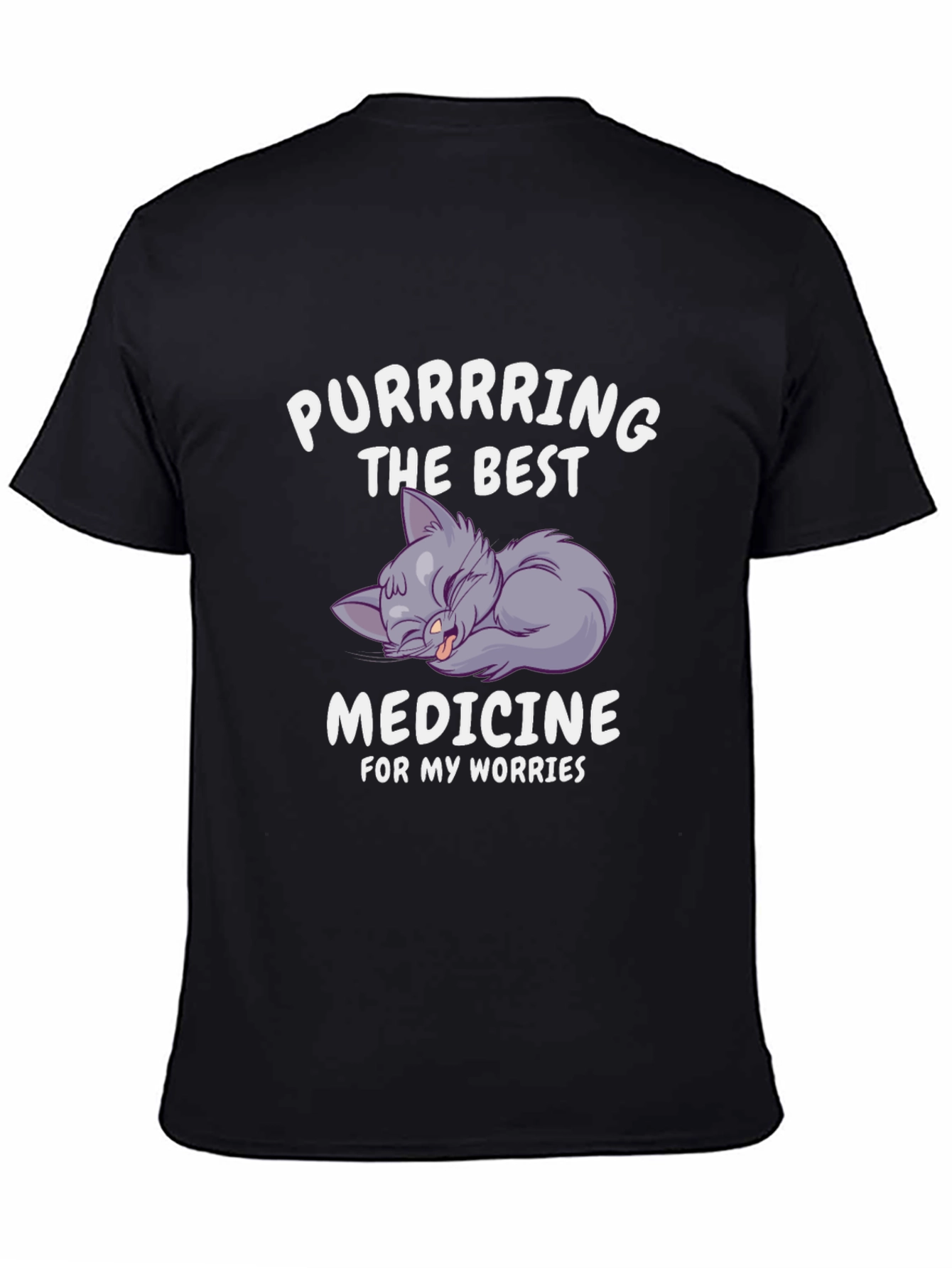 Purrring Medicine Black Graphic T-Shirt