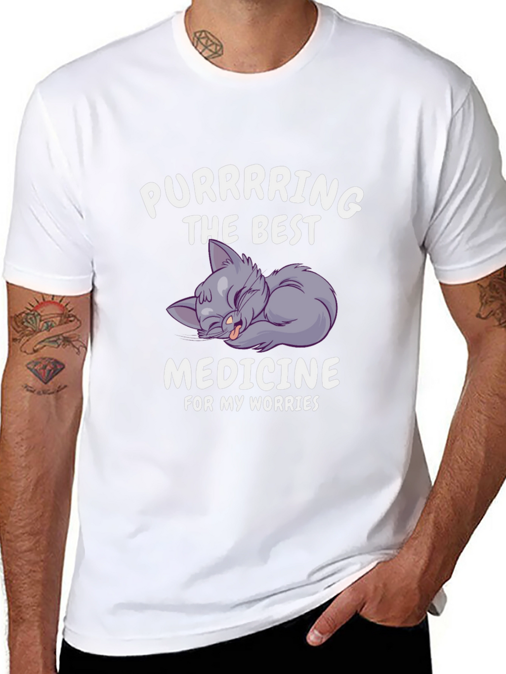 Purrring Medicine Black Graphic T-Shirt