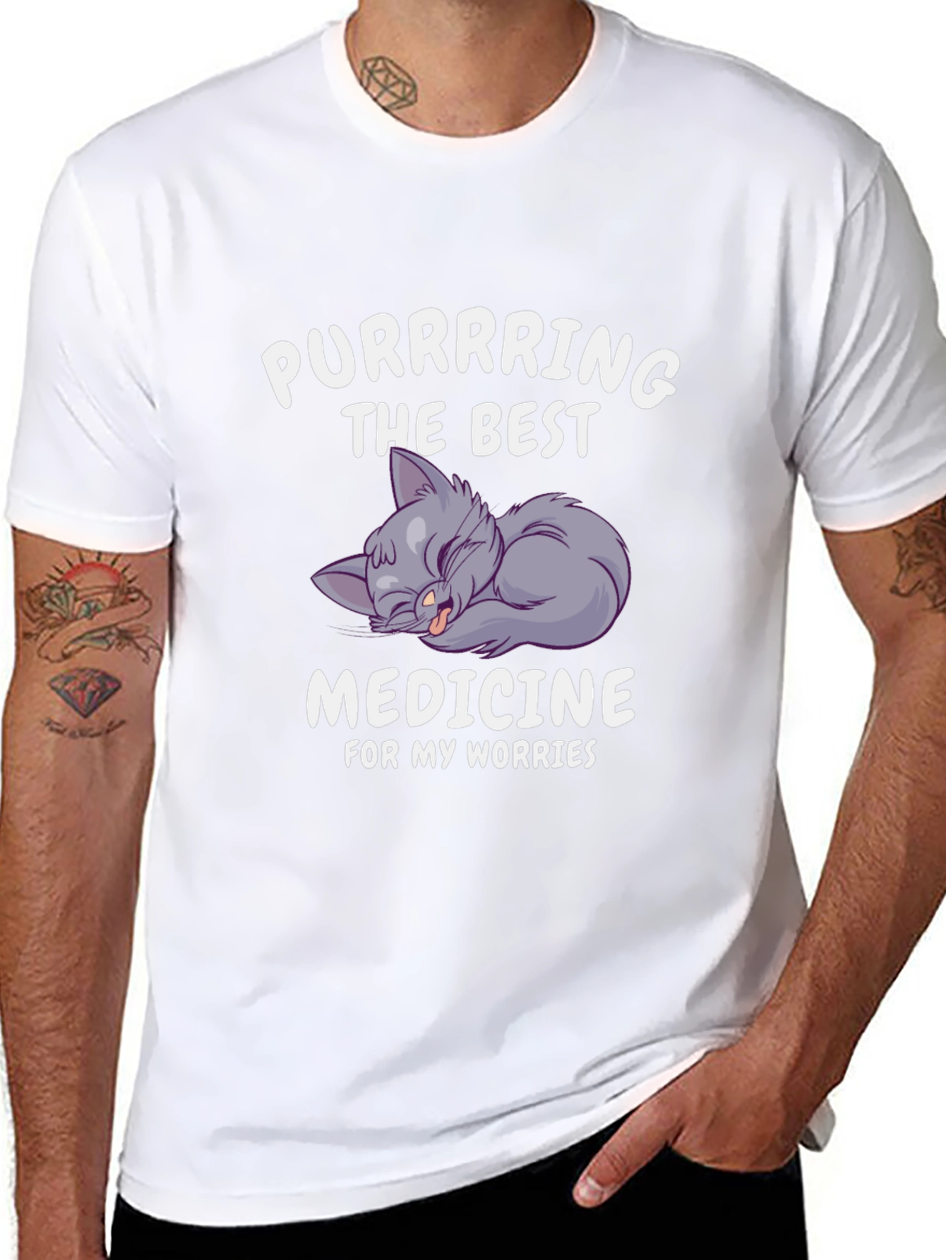 Purrring Medicine Black Graphic T-Shirt