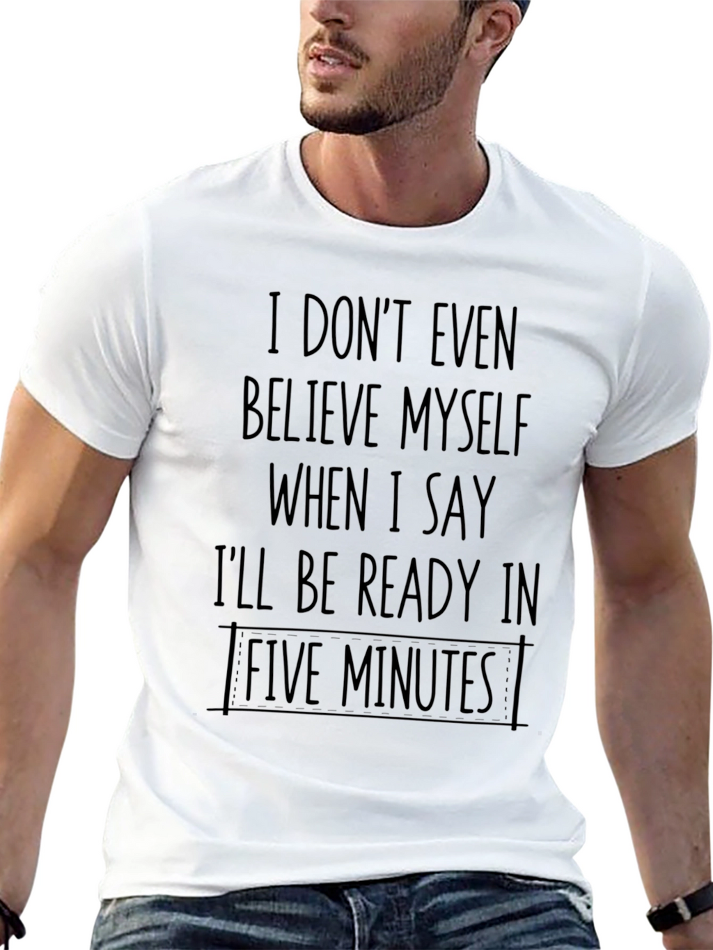 Funny Five Minutes Mens Black Graphic Tee