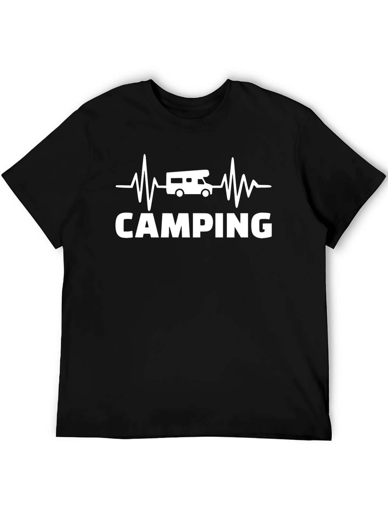 Camping Heartbeat T-Shirt - Black RV Camper Tee