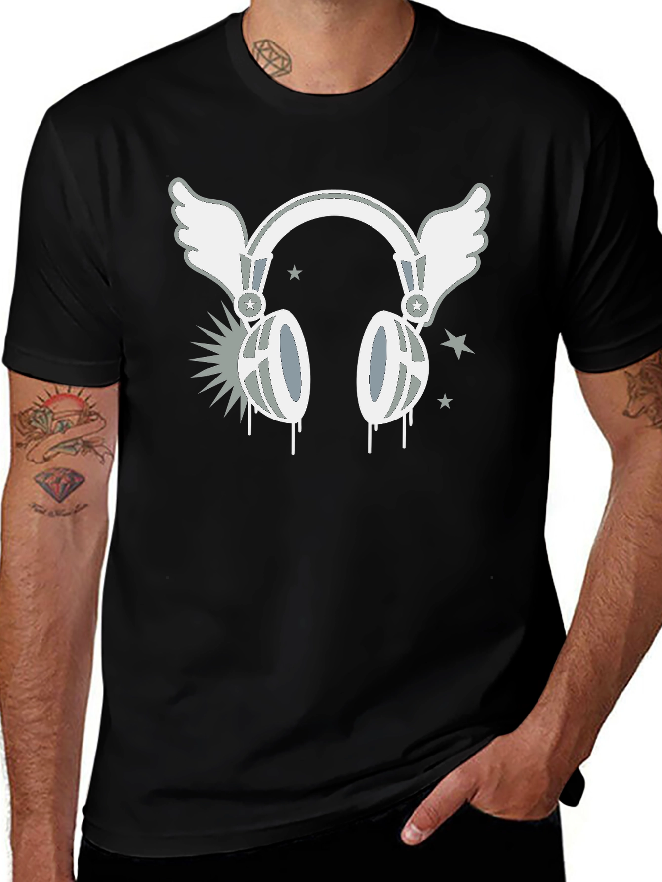 Winged Headphones Graphic T-Shirt - Music Lover Tee