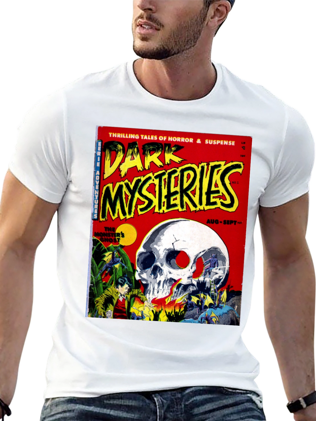 Dark Mysteries Comic Book Cover Graphic T-Shirt