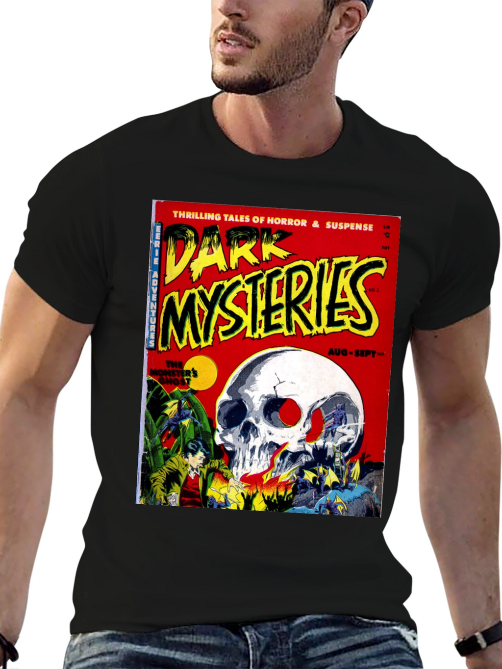 Dark Mysteries Comic Book Cover Graphic T-Shirt