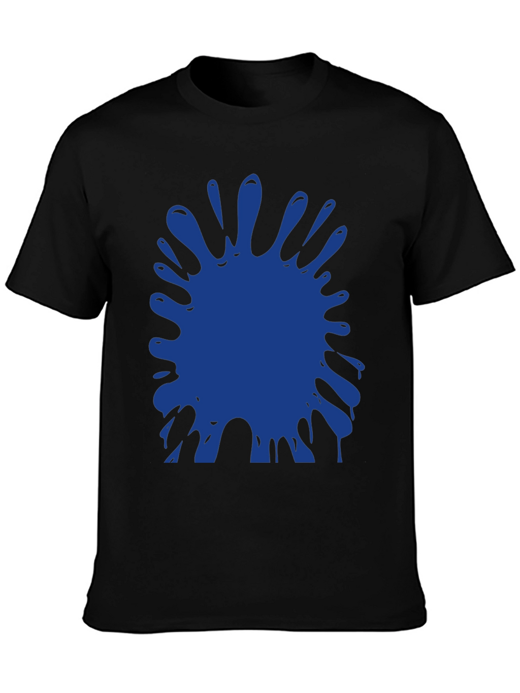 Blue Paint Splatter Graphic Black T-Shirt