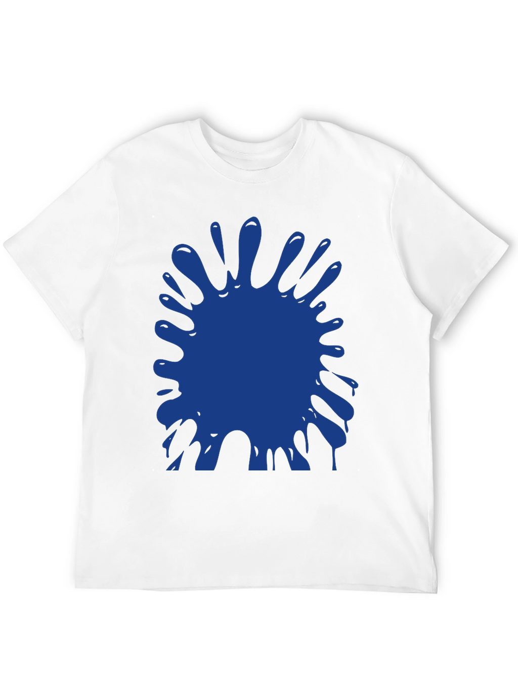 Blue Paint Splatter Graphic Black T-Shirt