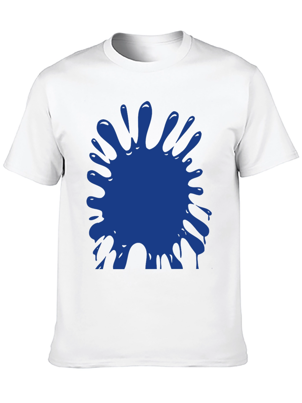 Blue Paint Splatter Graphic Black T-Shirt