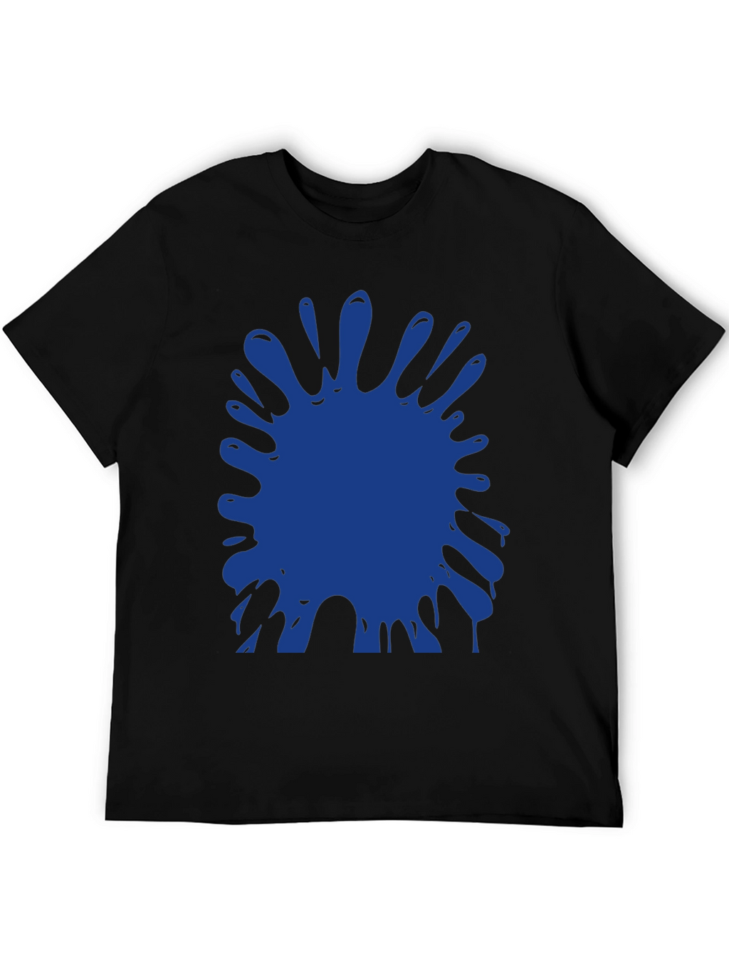 Blue Paint Splatter Graphic Black T-Shirt