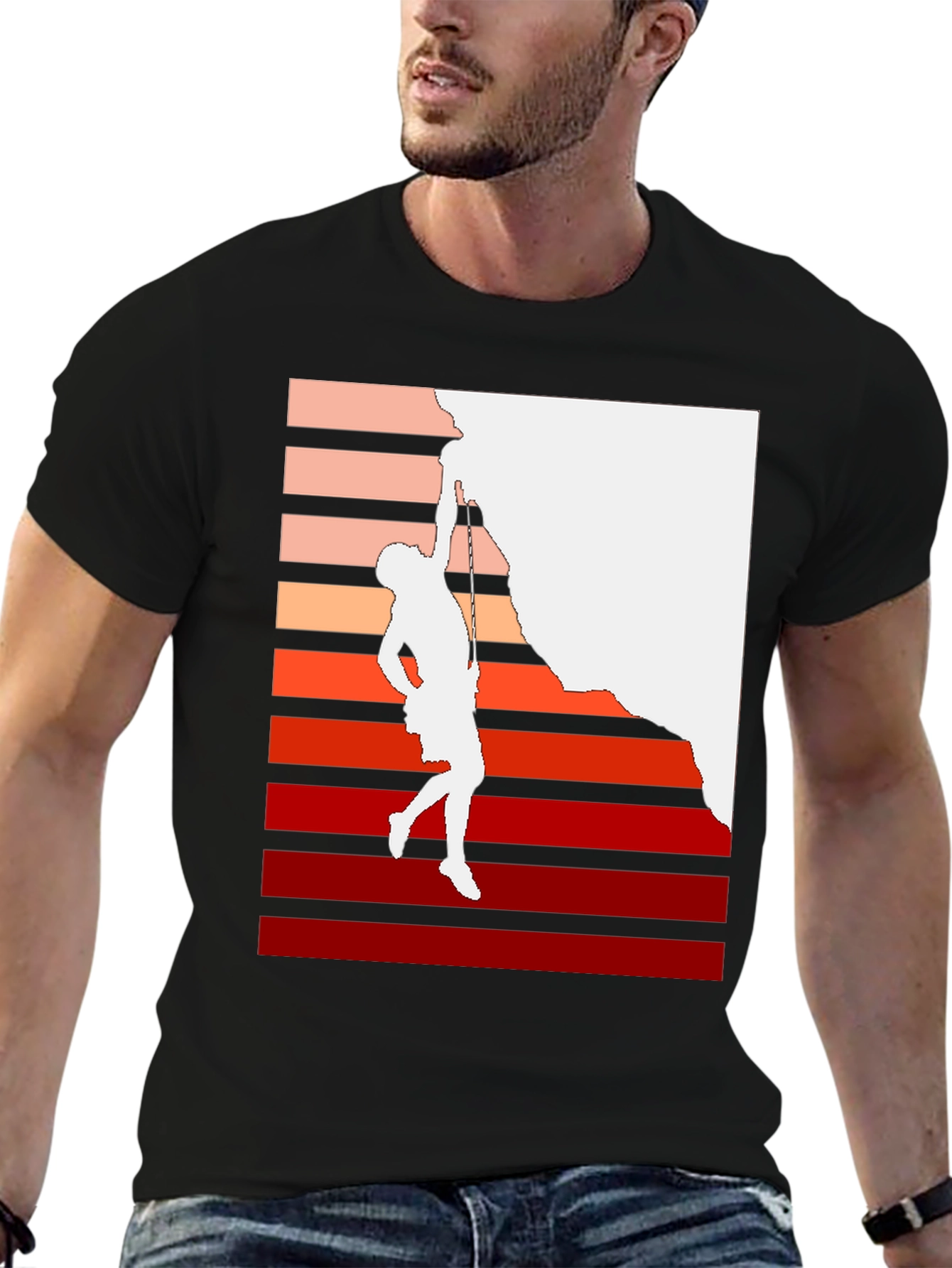 Climbing Retro Graphic T-Shirt - Black