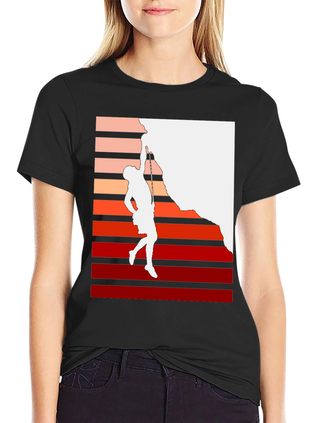 Climbing Retro Graphic T-Shirt - Black
