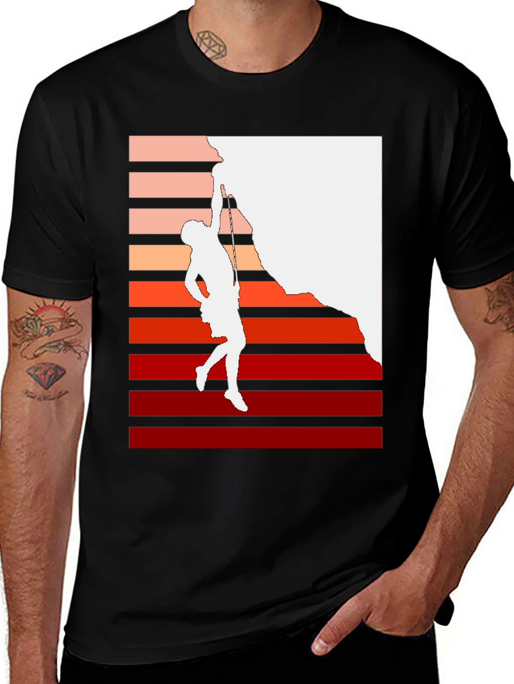 Climbing Retro Graphic T-Shirt - Black
