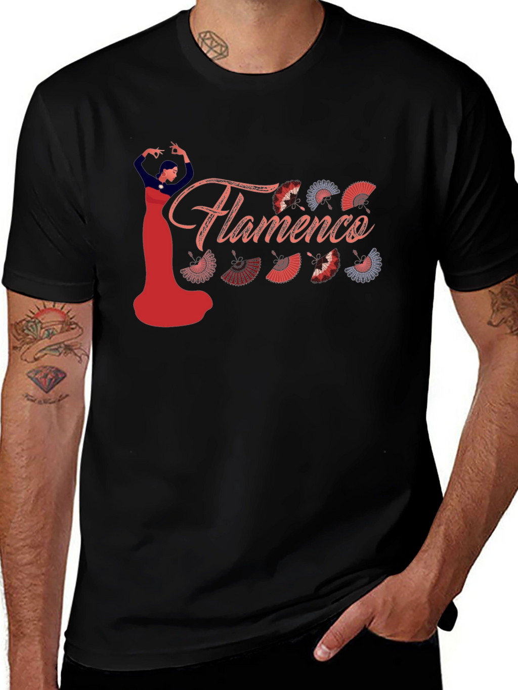 Flamenco Dancer Graphic Tee - Black Cotton Shirt