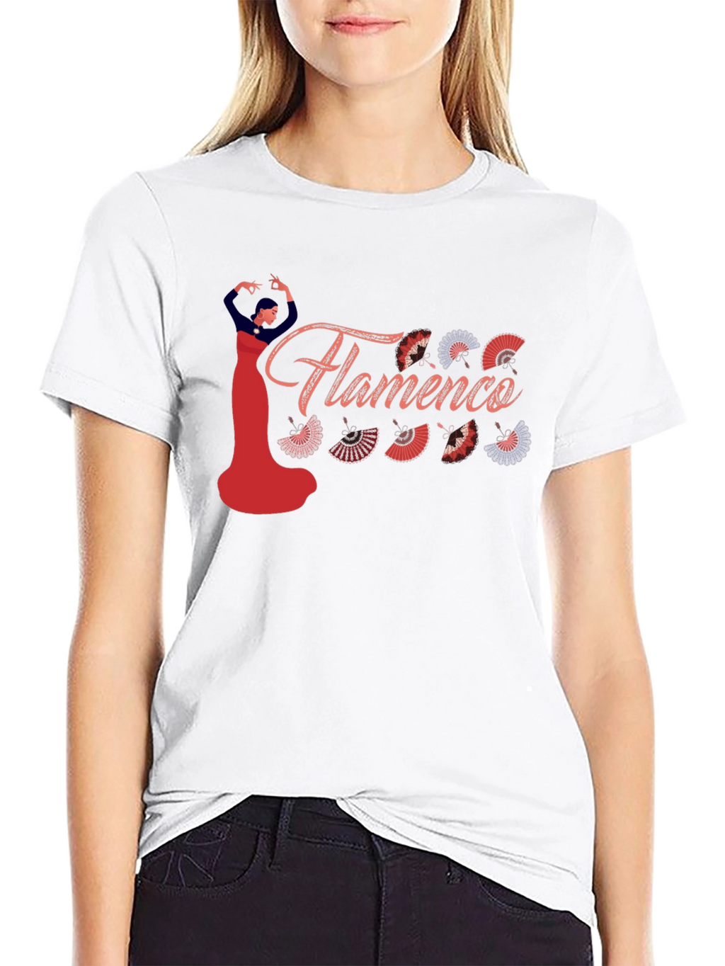 Flamenco Dancer Graphic Tee - Black Cotton Shirt