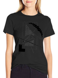 Abstract Umbrella Graphic Tee - Modern Black T-Shirt