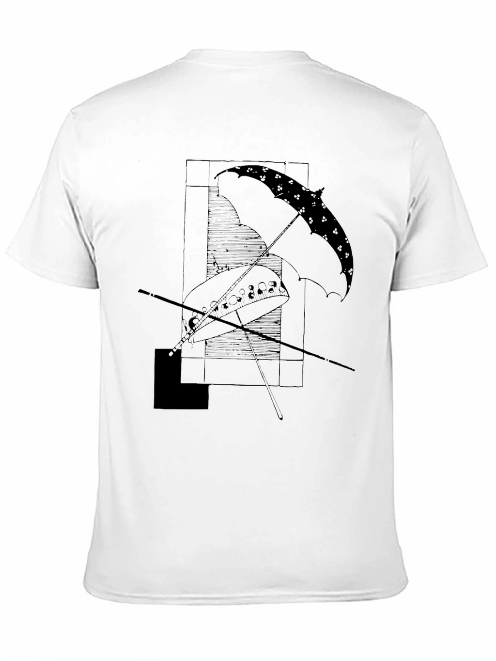 Abstract Umbrella Graphic Tee - Modern Black T-Shirt