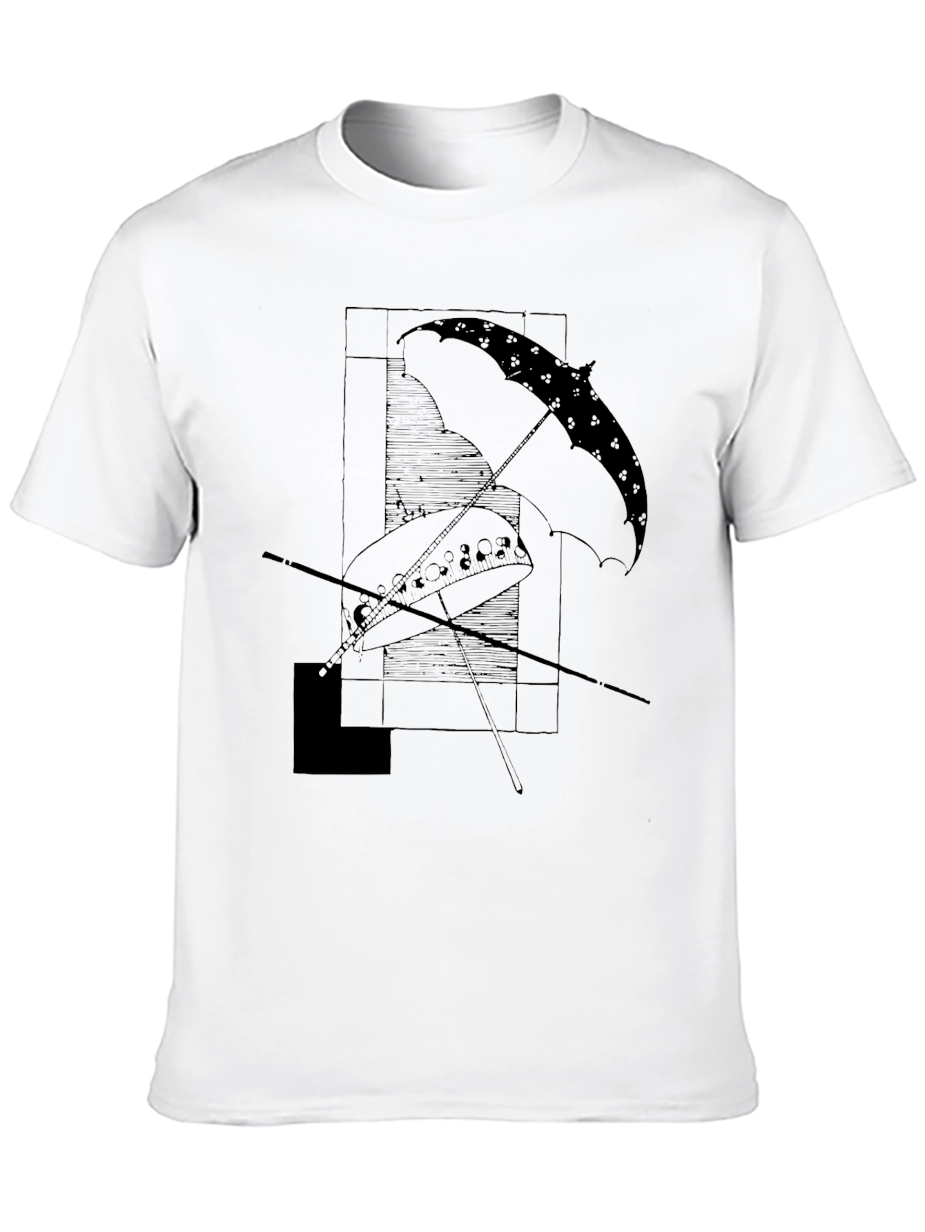 Abstract Umbrella Graphic Tee - Modern Black T-Shirt
