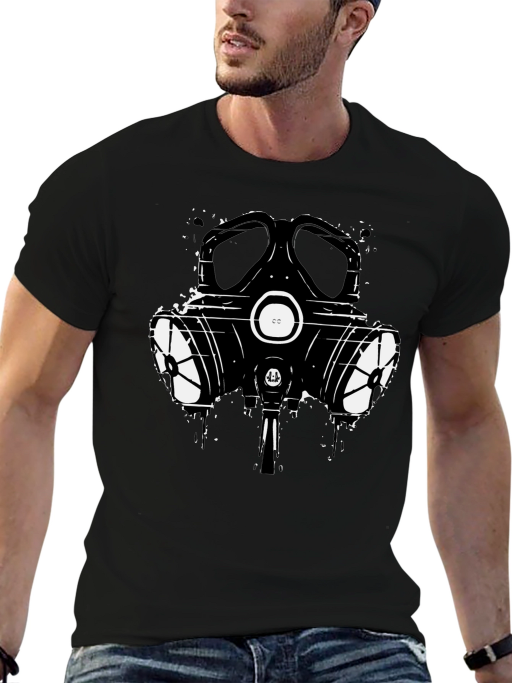 Gas Mask Graphic T-Shirt - Black Cotton Tee