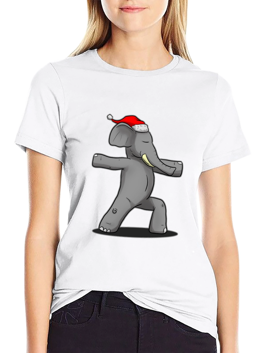 Yoga Elephant Santa Hat T-Shirt