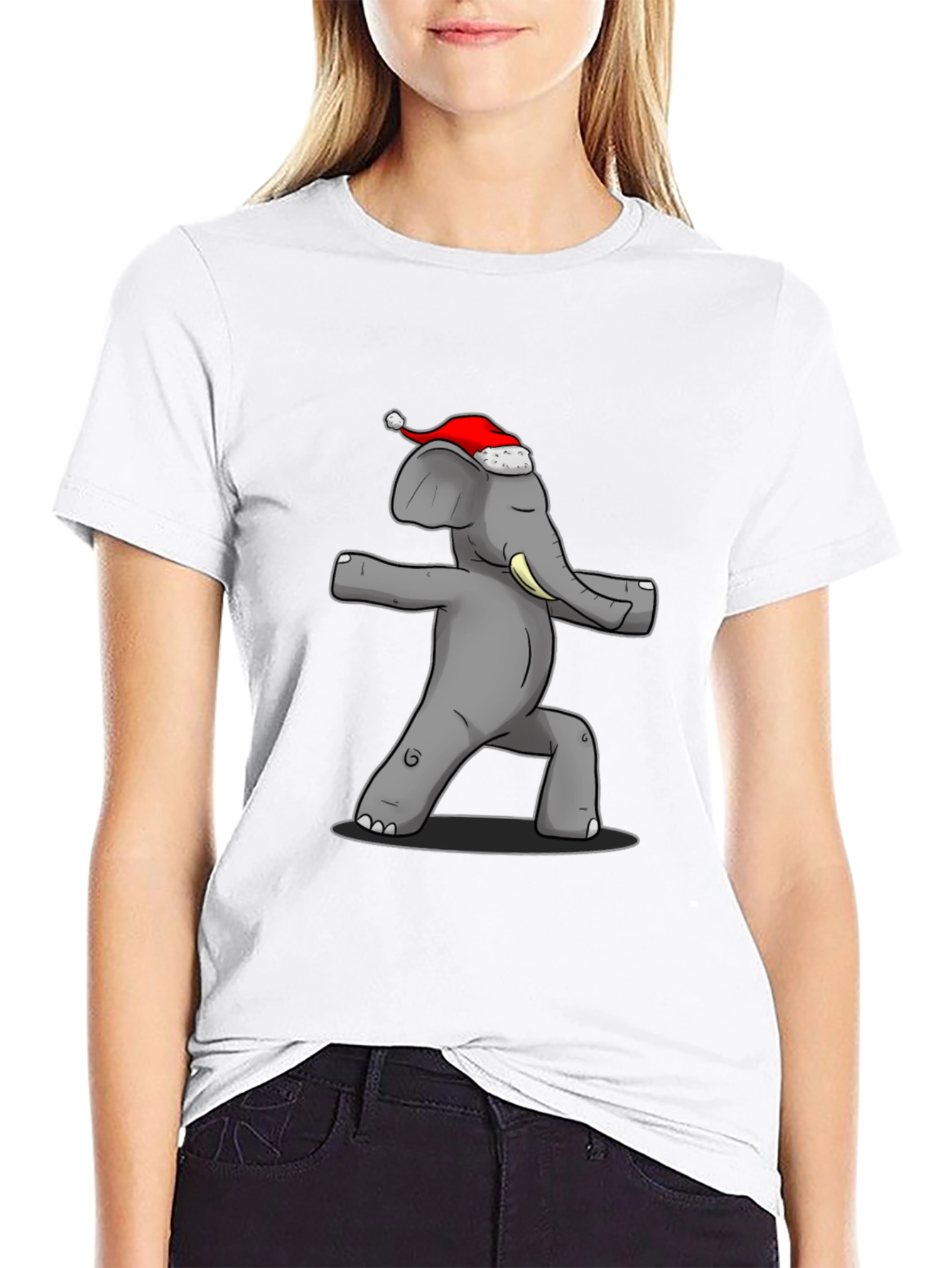 Yoga Elephant Santa Hat T-Shirt