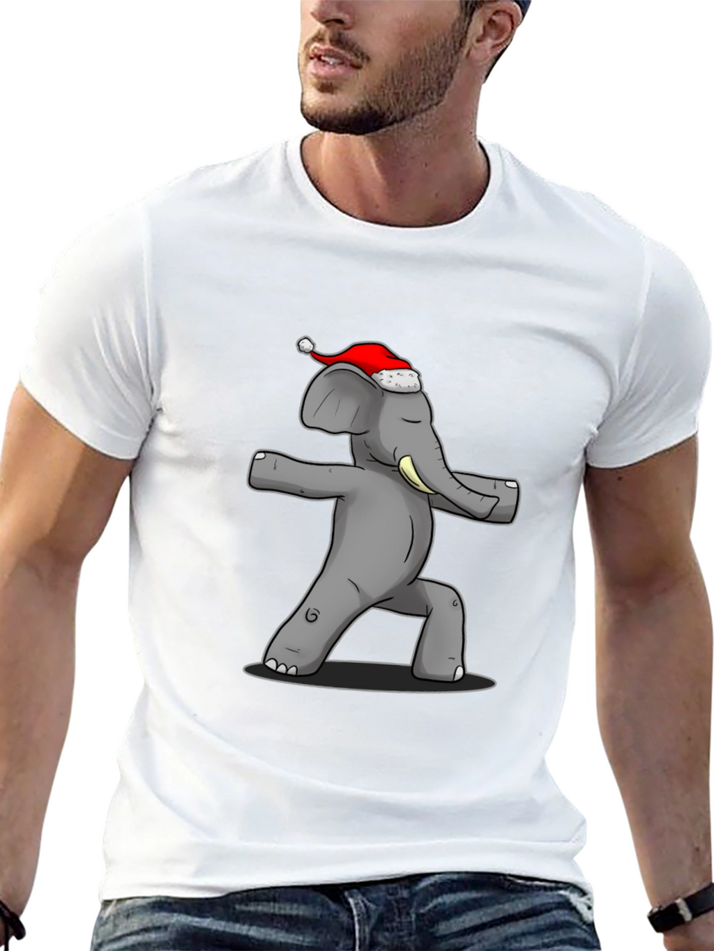Yoga Elephant Santa Hat T-Shirt