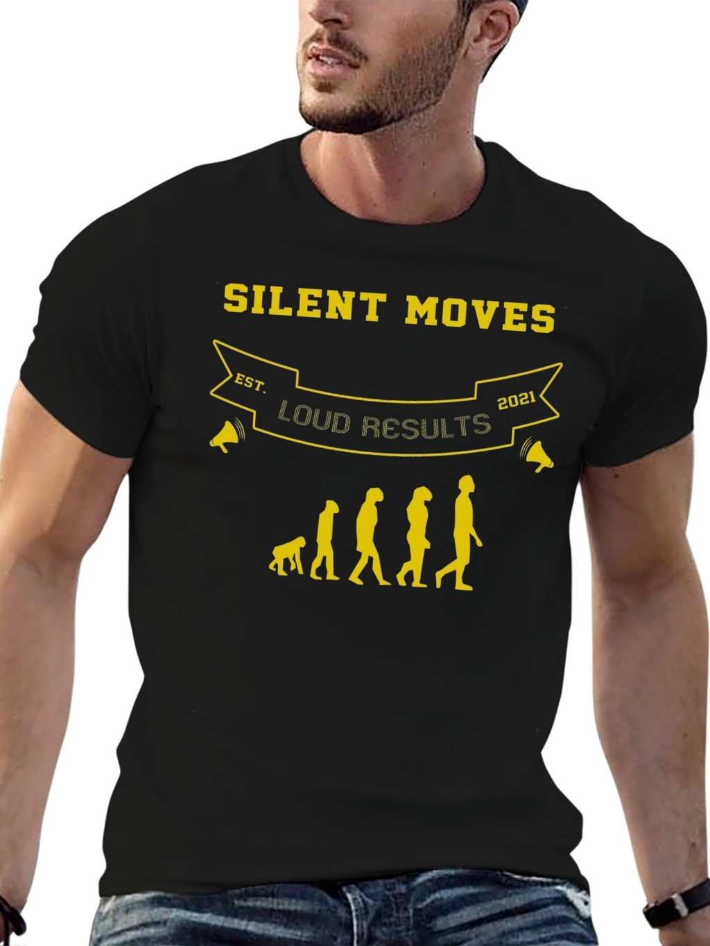 Silent Moves Loud Results Black Graphic T-Shirt