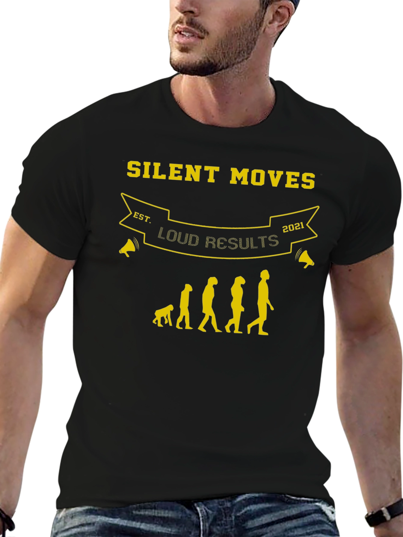Silent Moves Loud Results Black Graphic T-Shirt