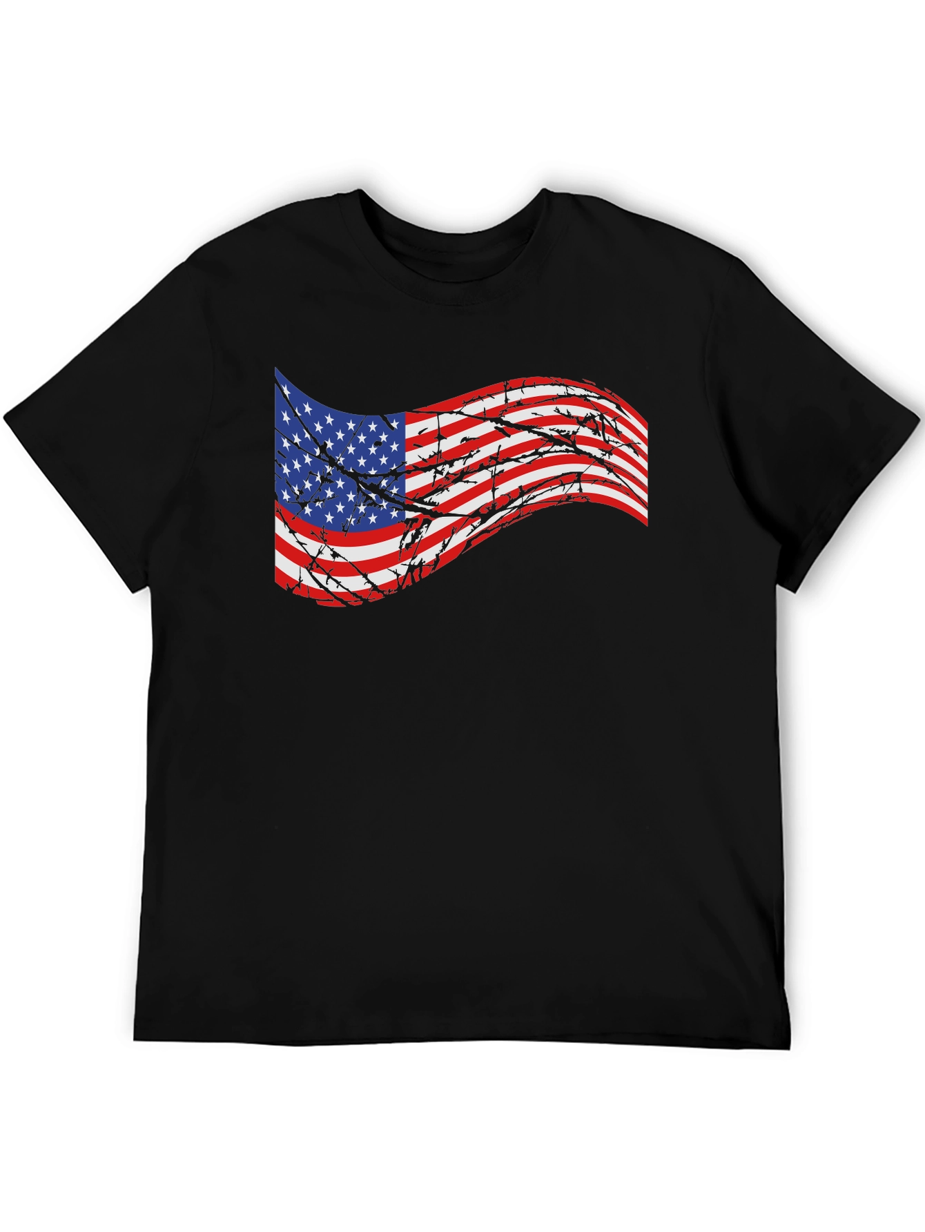 American Flag Barbed Wire Graphic T-Shirt