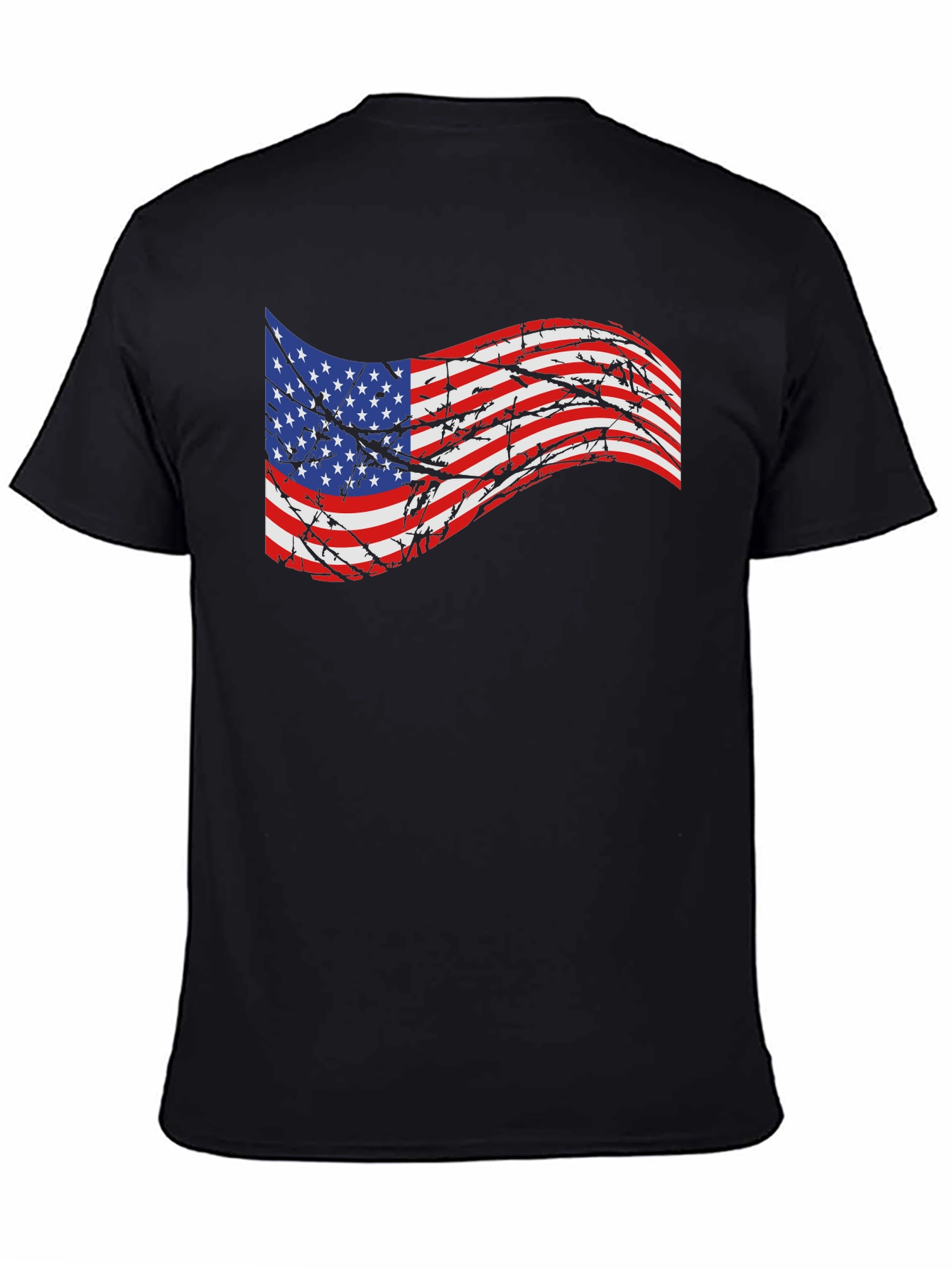 American Flag Barbed Wire Graphic T-Shirt